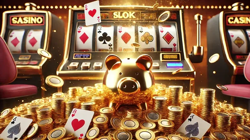 Reel slot dengan simbol bonus dan elemen permainan